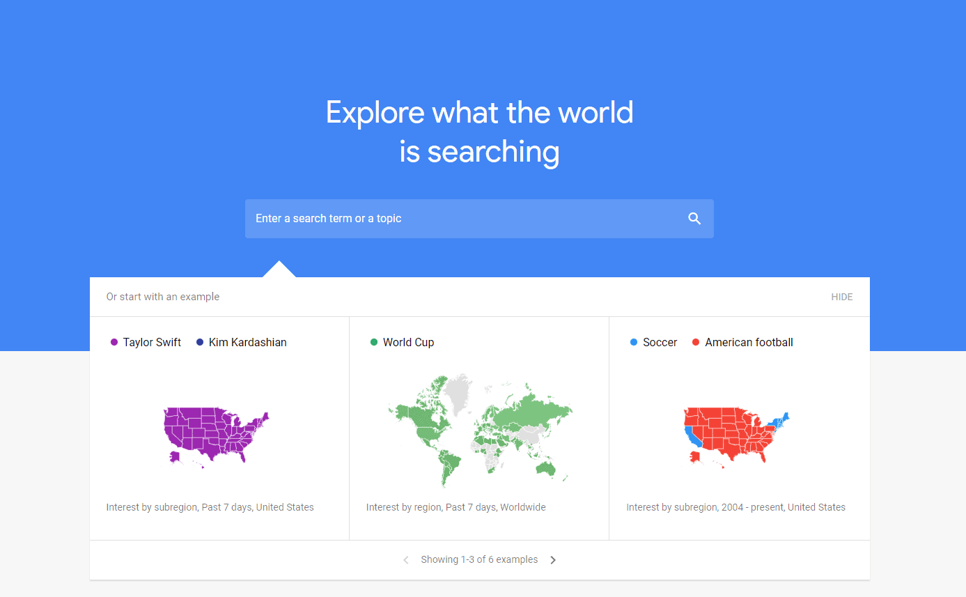 Google trends main page