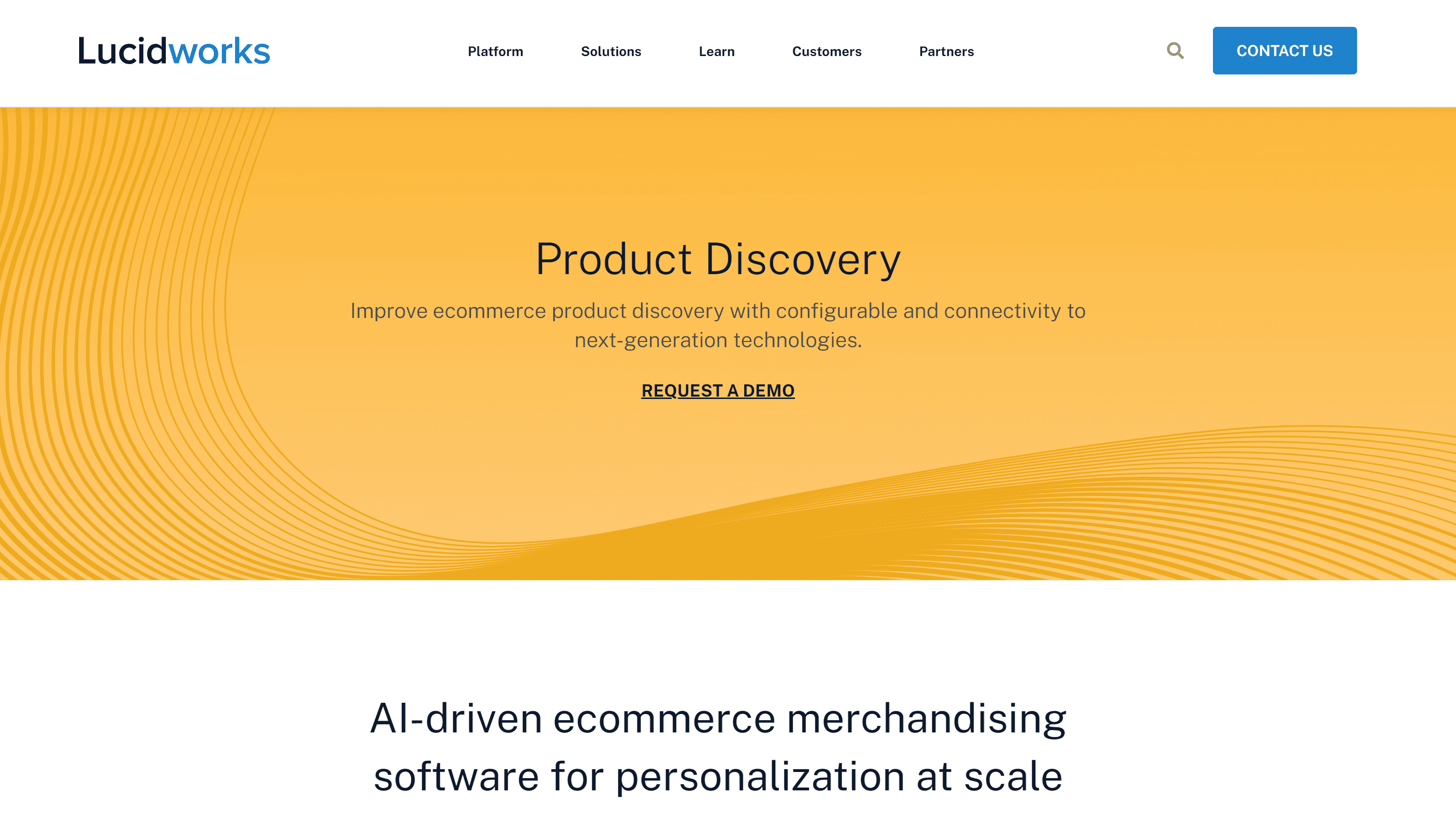 Lucidworks product discovery homepage