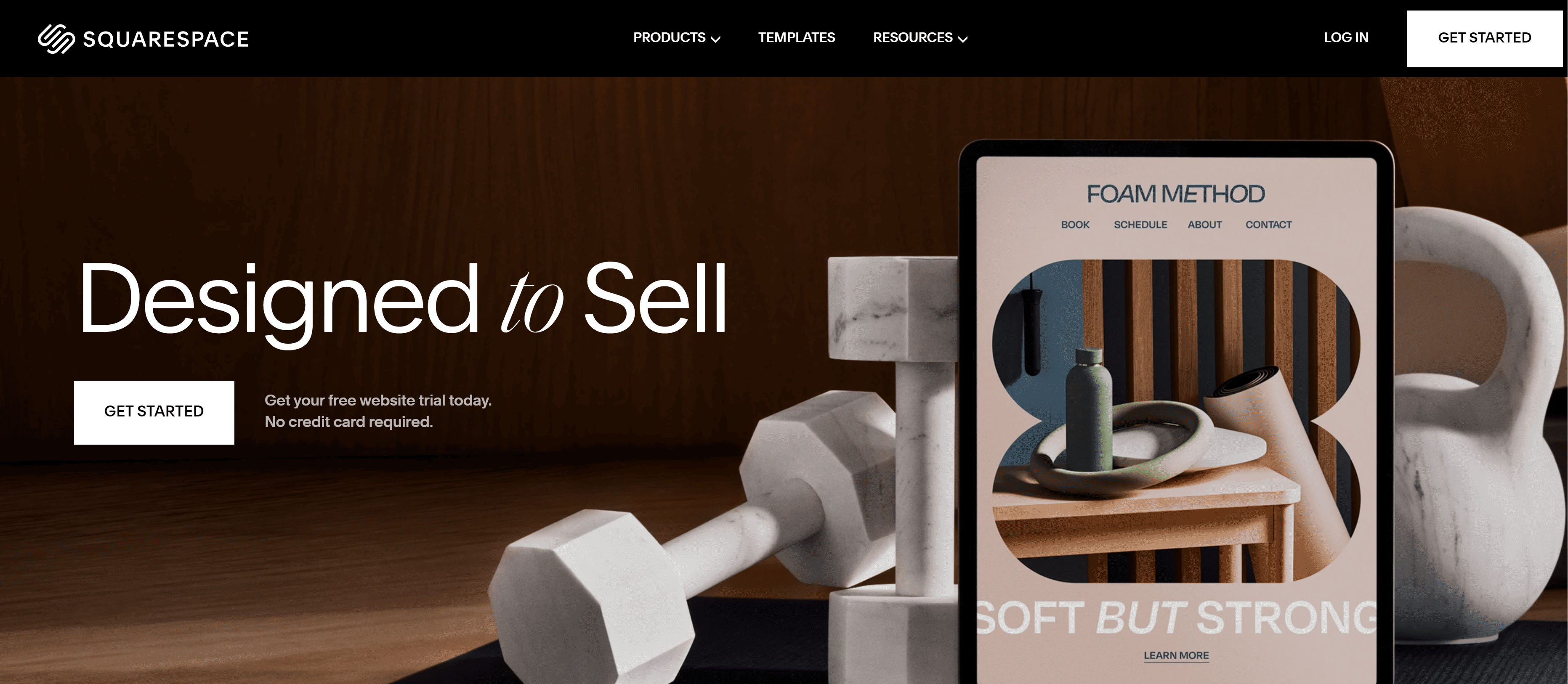 A picture showing the Squarespace homepage